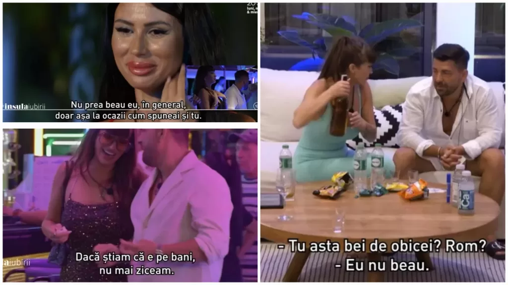 Insula Iubirii colaj cu Marian spunând că nu bea.