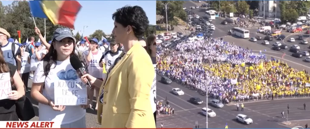 Interviu cu elevii prezenți la protestul profesorilor din prima zi de școală