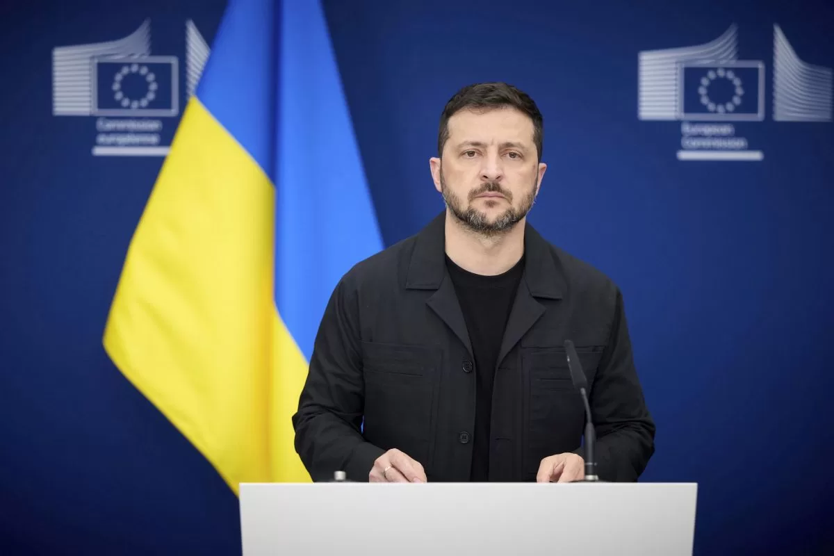 Volodomir Zelenski, în cadrul unei conferințe de presă