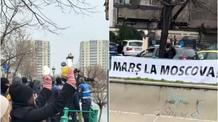 Scandal la Curtea de Apel București un bărbat cu mesajul Marș la Moscova huiduit de susținătorii lui Călin Georgescu