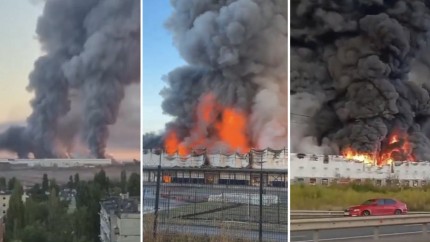 Arde rafinăria. Oamenii fug speriați din zona
